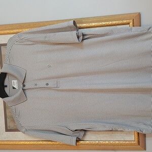 Izod Large Gray white striped golf polo shirt